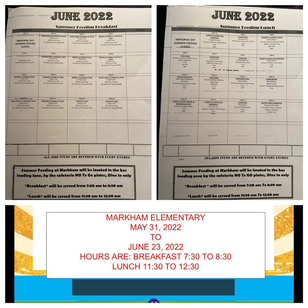 Markham Elementary Summer Feeding Program Details Markham Elementary Summer Feeding Program Details